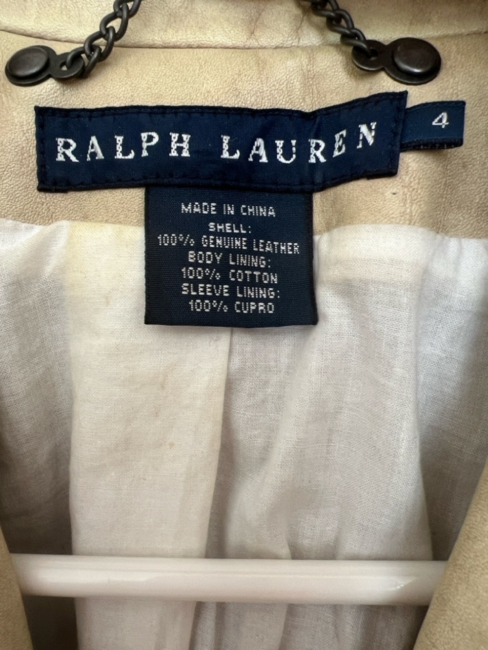 Ralph Lauren Beige Leather Fringe Western Jacket Petite XS / Petite 0/2 - Picture 4 of 9